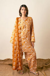 Ayla Studio Stitched PRINTED ESSENTIAL 2PC CO-ORD - Burnt Ocher